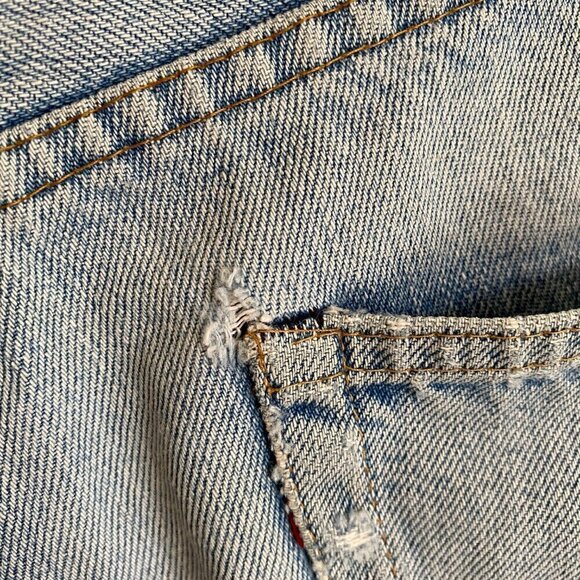 Vintage Distressed Levi's Cutoff Jean Shorts Light Wash - Picture 8 of 8